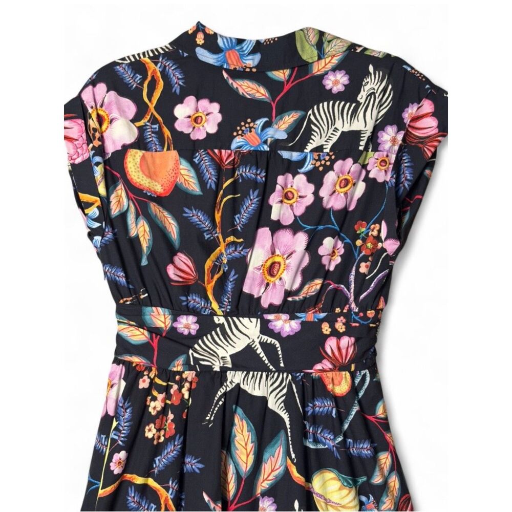 Maeve Anthropologie Flora Fauna Menagerie Print 100% Cotton Mini Dress Sz 0 - Picture 9 of 15